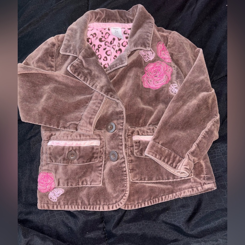 Brown and pink toddler girl jacket